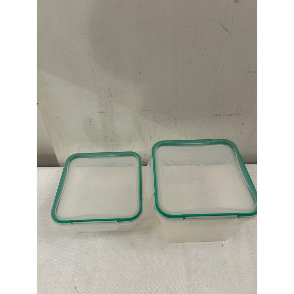 Snapware Food Storage Containers 2pc Clear Green Square Airtight Kitchen Home